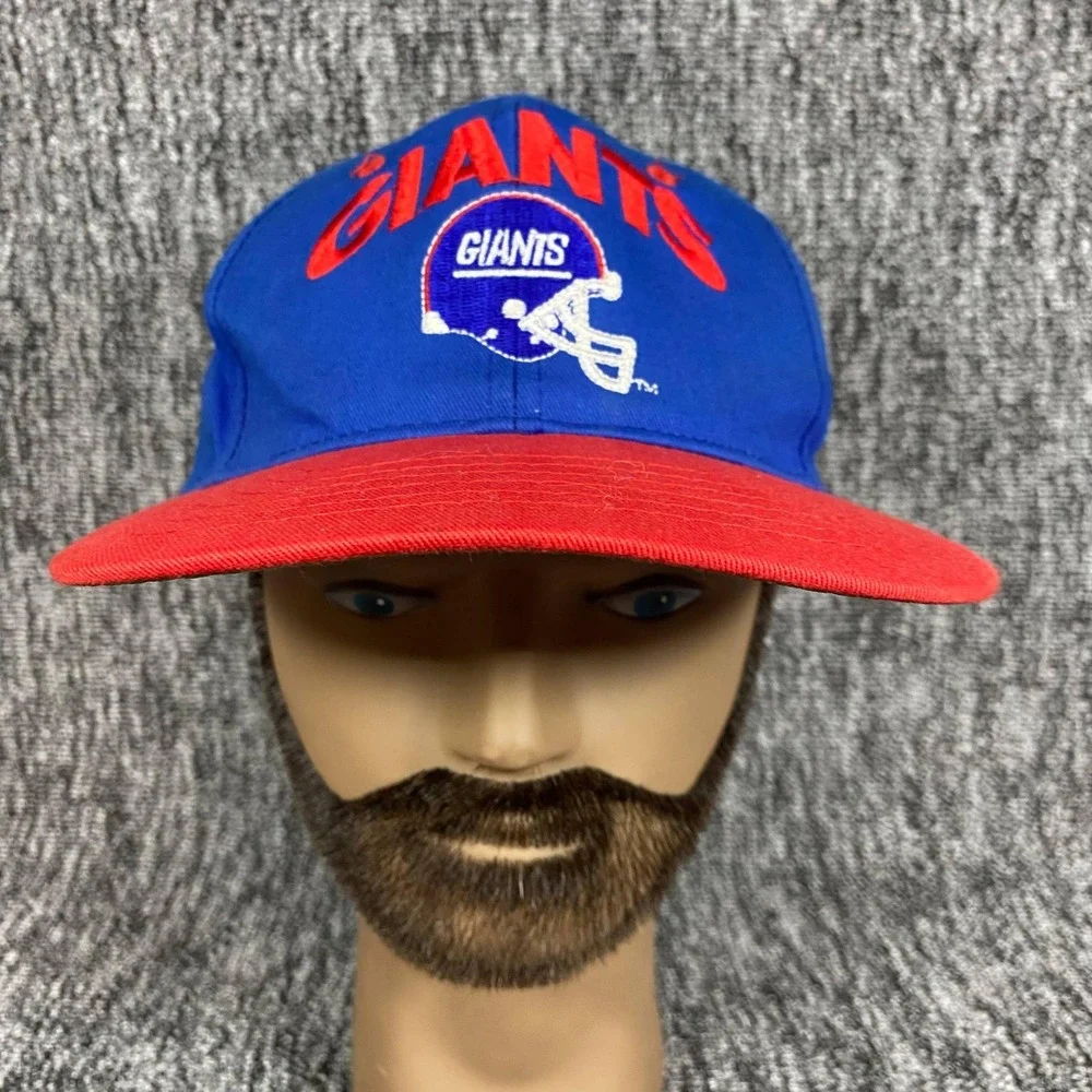 Vtg Drew Pearson New York Giants Snapback Hat Cap Blue Red Helmet NFL Youth